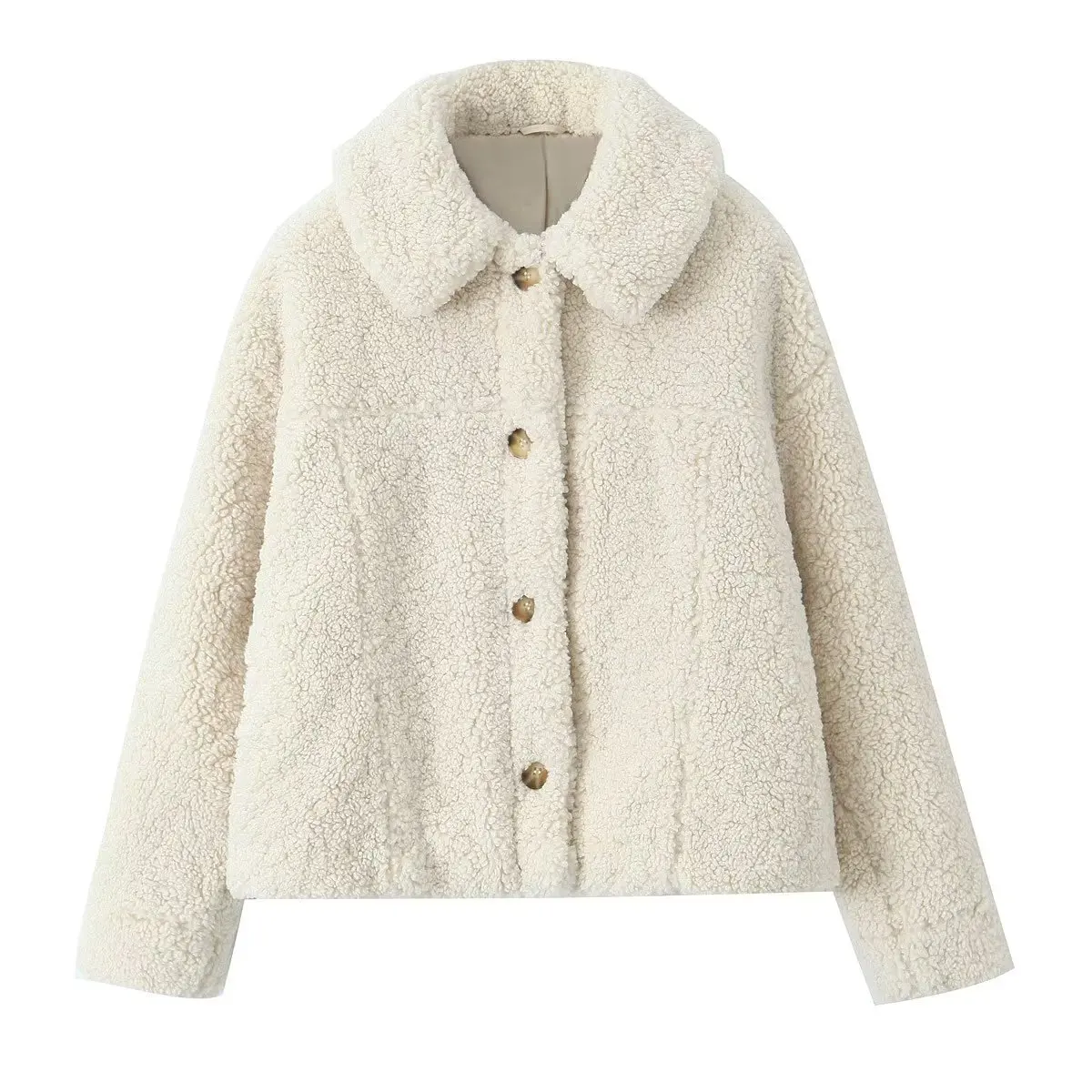 Witte Lamswol Damespak Dames Winter Warme Blazer Elegante Vrouwelijke Zakelijke Werkkleding Kantoor Dame Jas Dikke Jas