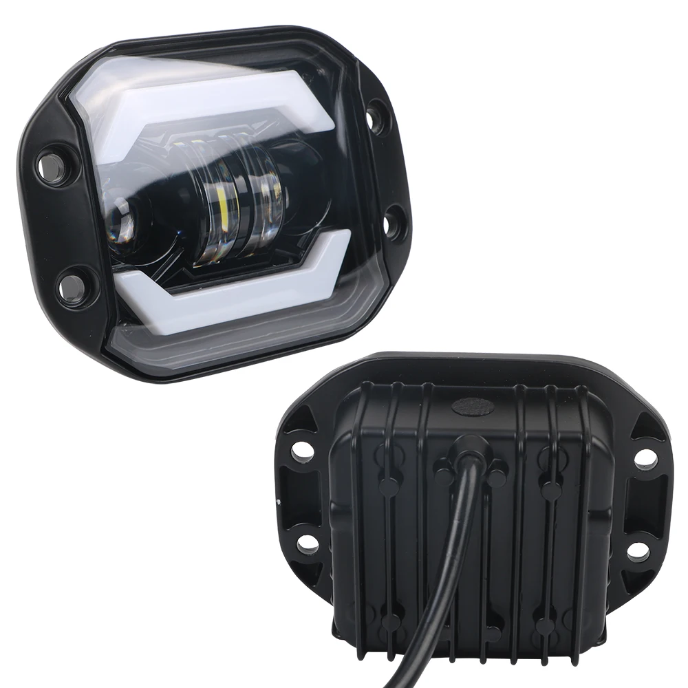 Driving Work Light 6000K Flush Mounted DRL LED Headlights 5 Inch 12V Car LED Spotlight for Jeep Truck Off Road 4X4 SUV