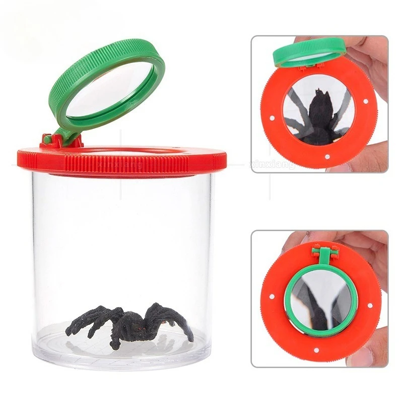 

Children Crawlers Animal Spider Insect Box 3X 6X Magnifying Glass Insect Cage Bug Jar for Science Nature Exploration Magnifier