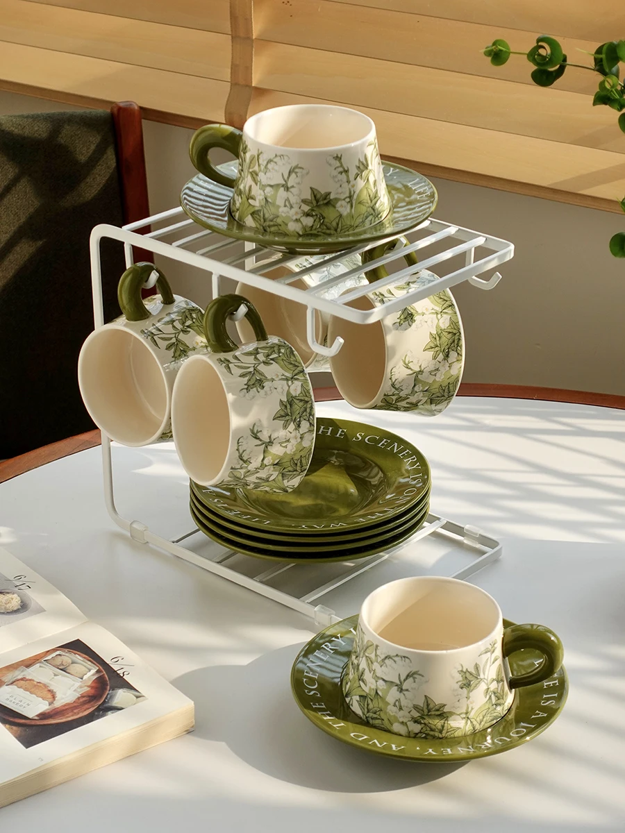 

April Coffee Cup Set Gift Box High Aesthetic Value Coffee Cup Plate Afternoon Tea Set Birthday Gift Moving New Home Gift