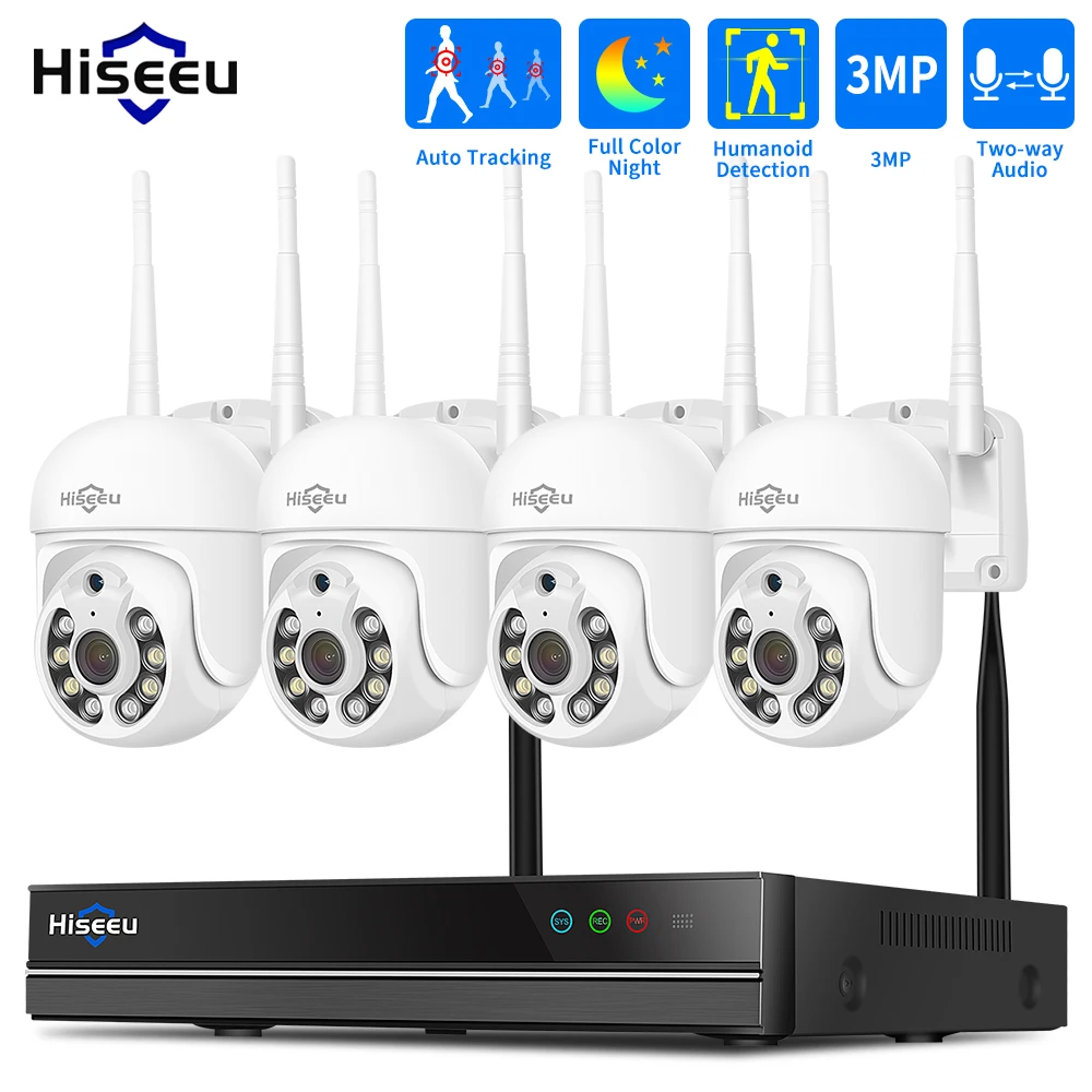 Hiseeu 5MP WiFi CCTV Camera Security System Kit H.265+ 10CH NVR Wireless Set P2P Outdoor Wireless IP Cameras Surveillance System