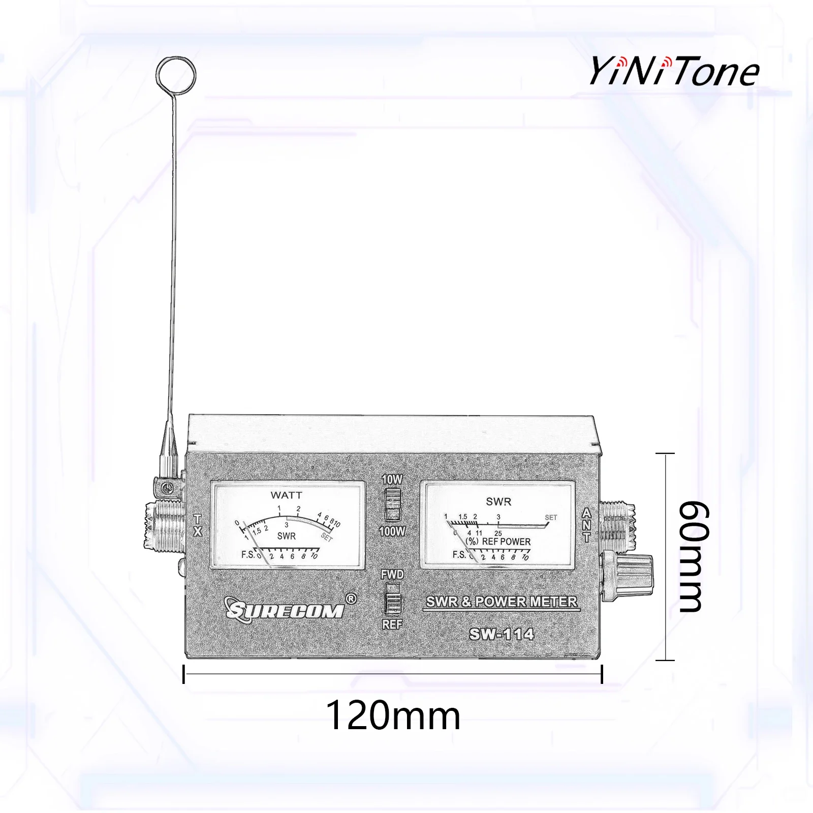 SW-114 SWR/RF Standing Wave Table for Relative Power 3 Function Analog with Field Strength Antenna Strength Test Power Meter