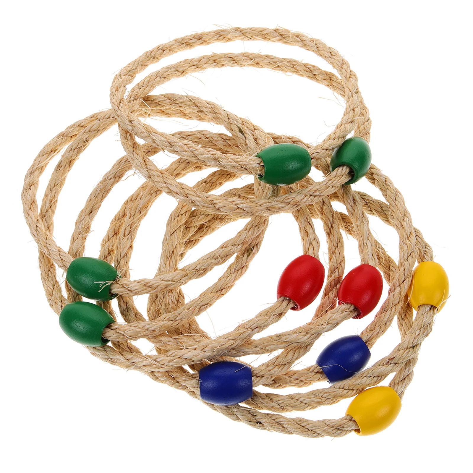 10 PCS Natural Rope Ferrule Kids Toy Ring Toss Game Toys Wooden Summer Durable for Throwing