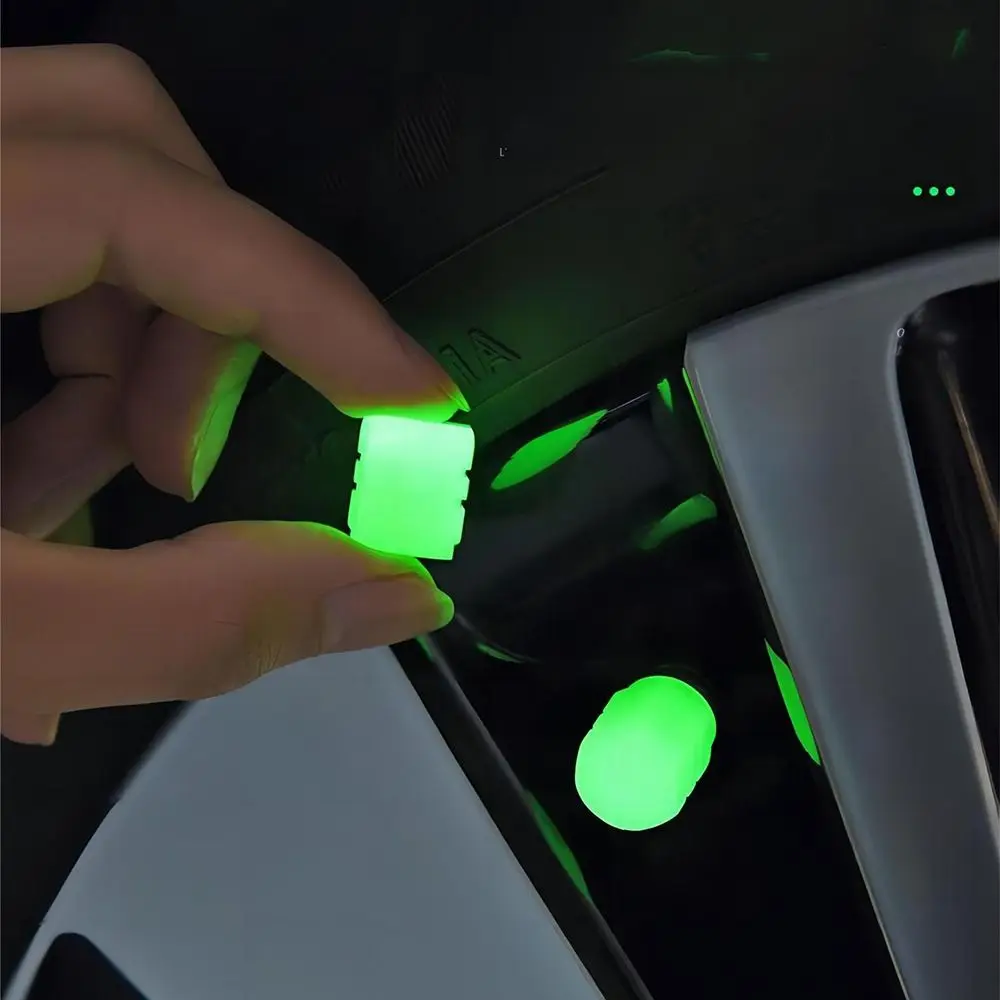 8Pcs Night Glowing Glowing Tire Valve Caps Super Bright Self-luminous Tyre Valve Stem Cover Dustproof Glow-in-the-dark