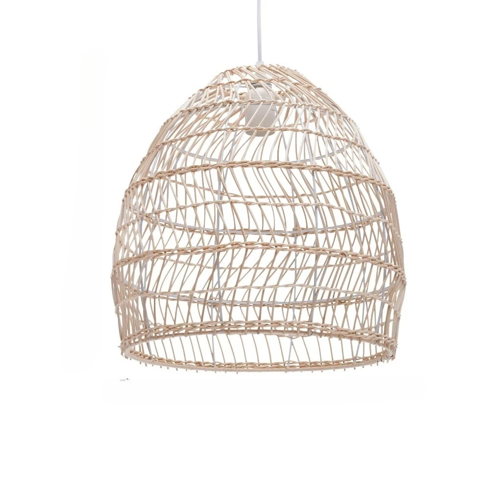 

Natural Handmade Rattan Woven Chandeliers 1-Light E27 Beige Rattan Wicker Pendant Lights Country Dome Hanging Lamp Ceiling Light