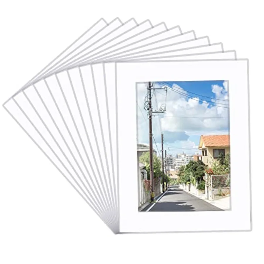 15 Pack 5x7 White Picture Mats, Frame Mattes Pictures Display Photo Frame Mat Core Bevel Cut Mat Board Show Kit, Prts, Artworks