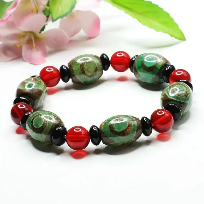 As soon as possible, the authentic three-eyed Pearl bucket red agate bracelet jewelry jewelry factory live on behalf of MN11