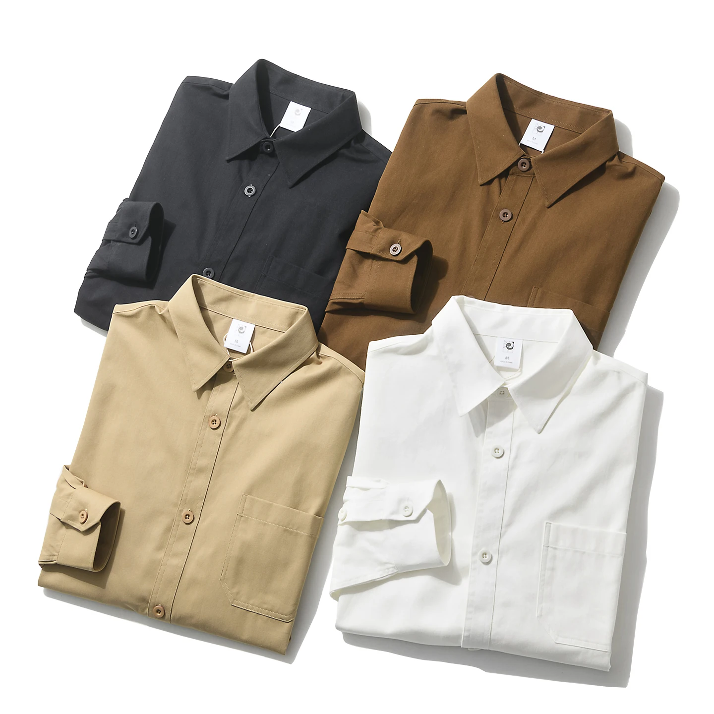 Men's Casual Long Sleeve Shirt Drape Anti-Wrinkle Spring Summer Versatile Loose Shoulder Drop Loose Fit Pure Color Trendy Top