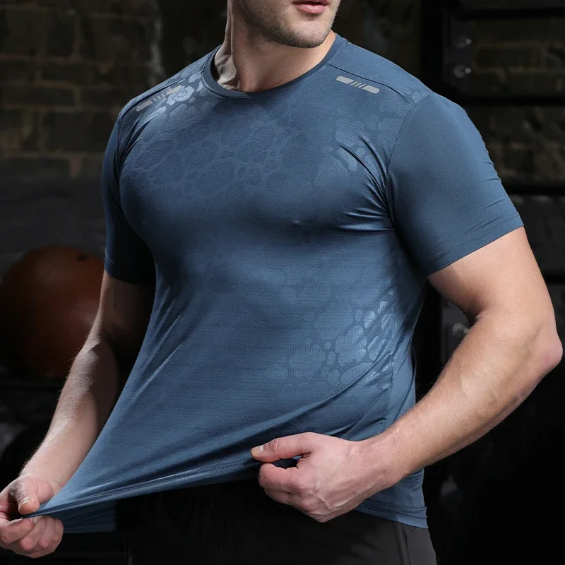 Men Running Compression T-shirt Dry Fit Short Sleeve Sport Tees Male Gym Fitness Jogging Sweatshirt Homme Athletic Shirt Tops