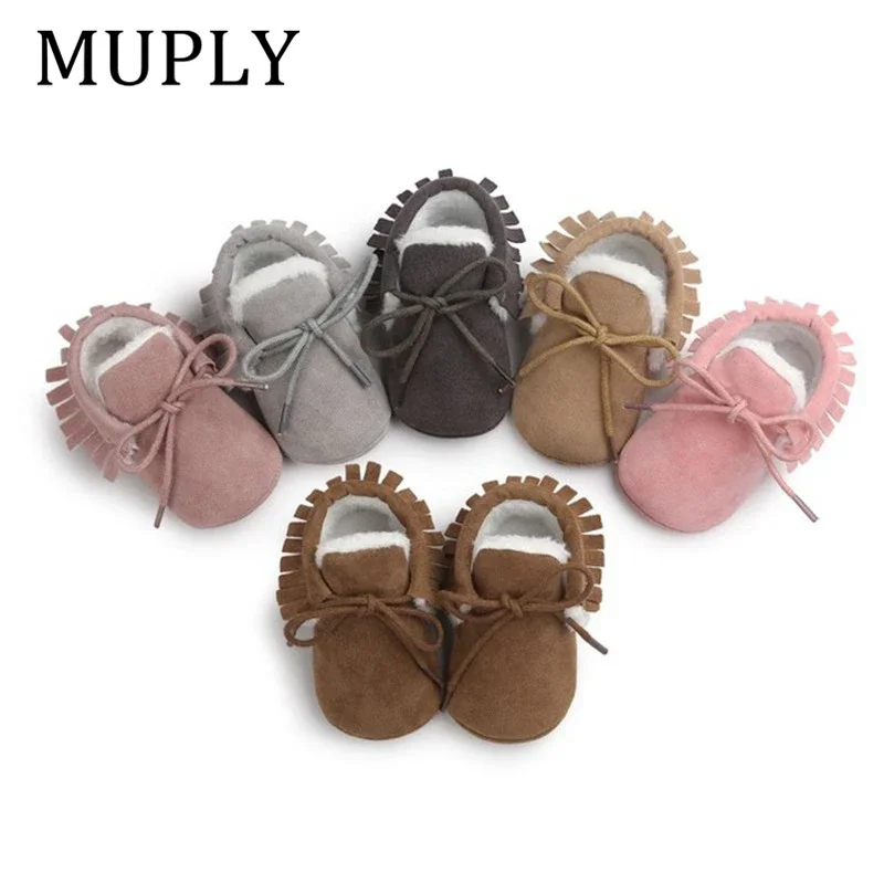 Baby Moccasins Infant Soft Moccs Shoes Baby First walkers Fringe Soled Non-slip Footwear Crib Shoes PU Leather