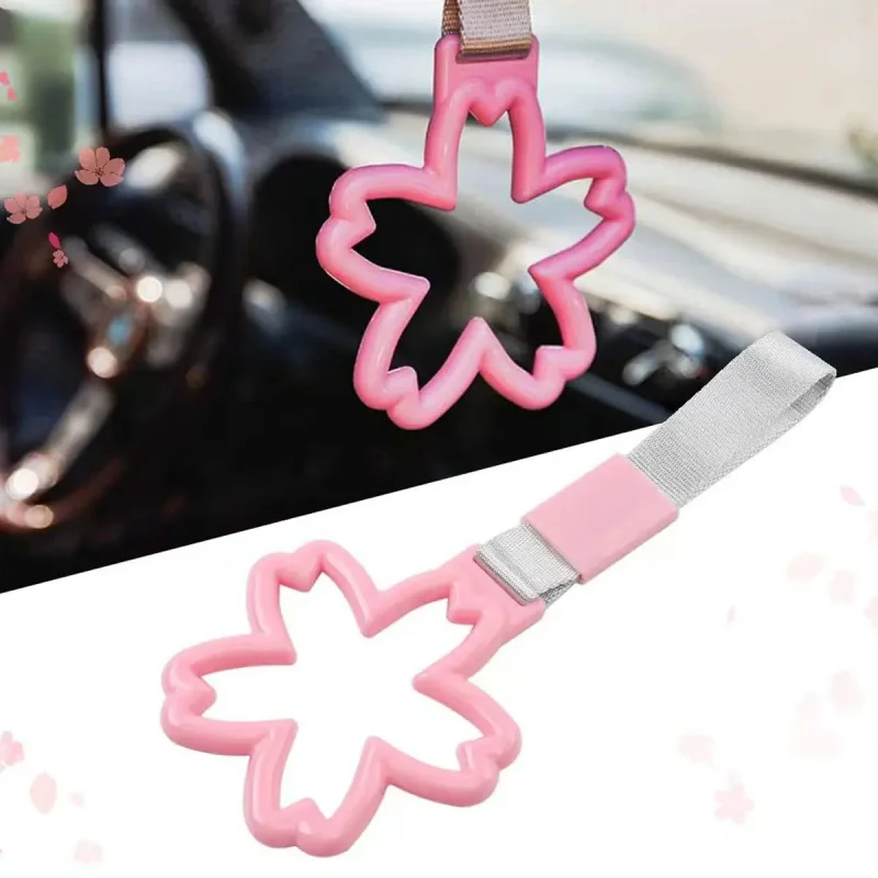 A Colorful Cherry Blossom Car Roof Handle, Equipped with a Warning Tow Rope and a Rear Bumper Ring. Automotive Accessory