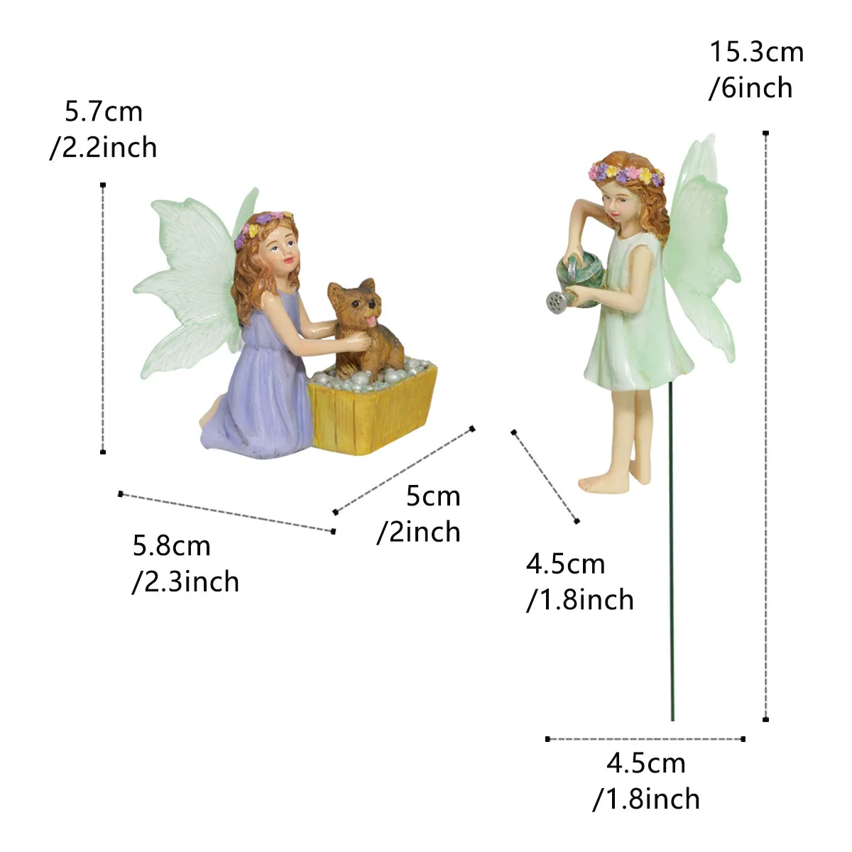1set Bathing The Puppy Fairy,micro landscape decoration in flower pots,Resin Statue Art Craft, Creative Angel Garden Crafts, For