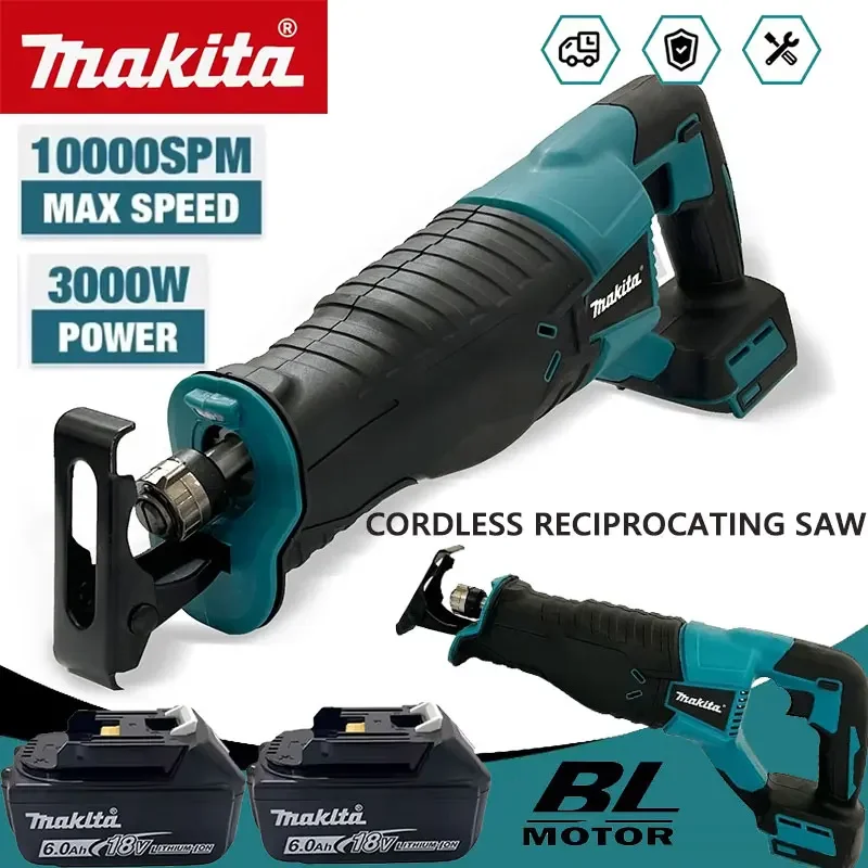 

Бесщеточная сабельная пила Makita, портативный аккумуляторный электроинструмент с 4 пильными полотнами для батарей 20В/18В