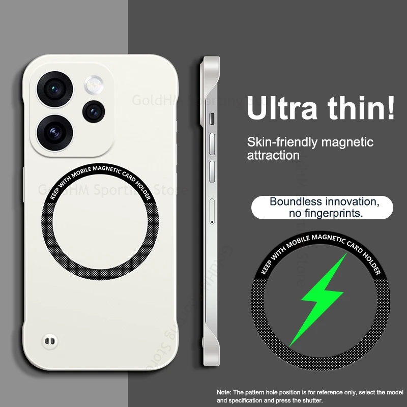 

Skin Feel Matte Frameless Phone Case For Oppo Reno 15 14 13 Pro For Magsafe Magsafing Magnetic Cover For OPPO Realme GT8 gt7 Pro