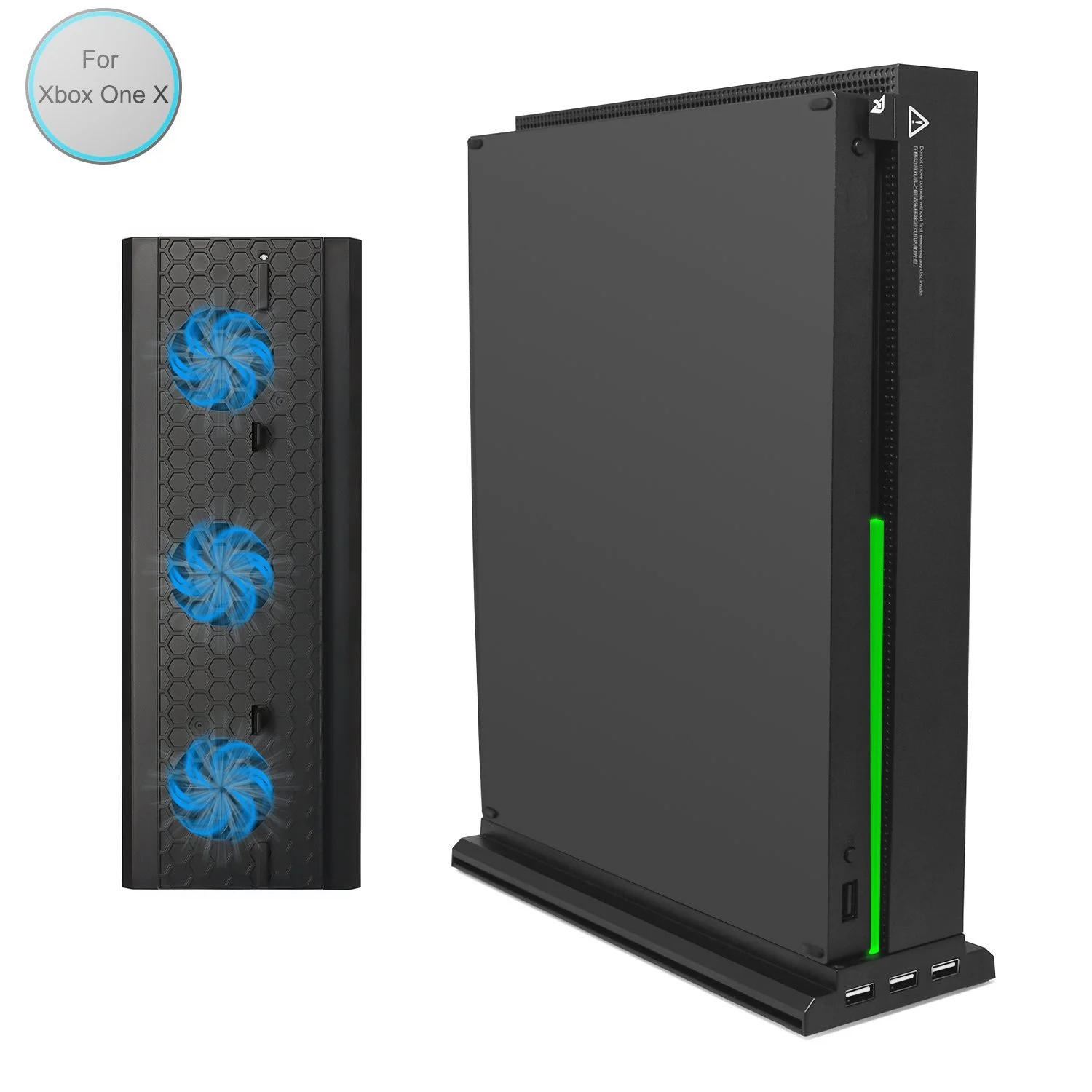 DOBE Cooling Dock TYX-1768 para Xbox One X com 3 ventiladores de resfriamento silenciosos, barra de luz LED e 3 portas USB 2.0, dissipação de calor eficiente