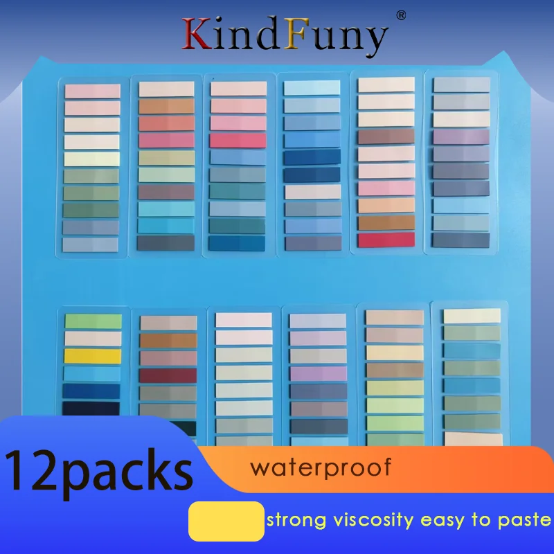 12 عبوة من الإشارات المرجعية لمؤشر الفلورسنت الشفاف من Morandi علامات الصفحة ذاتية اللصق ملاحظات لاصقة للإشارة المرجعية للمفكرة