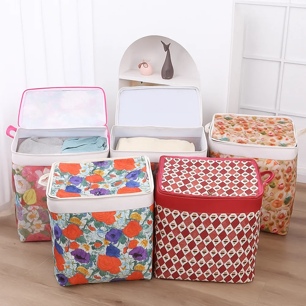

Large Capacity Quilt Clothes Storage Bag Dustproof Moisture-proof Luggage Packing Bag Space Saving with Zipper and Handles