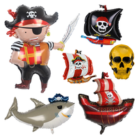 Cartoon Pirate Foil Balloon Pirate Ship Skull Shark Helium Balloon Kids Toy Gifs Birthday Party Pirate Theme Party Decoration