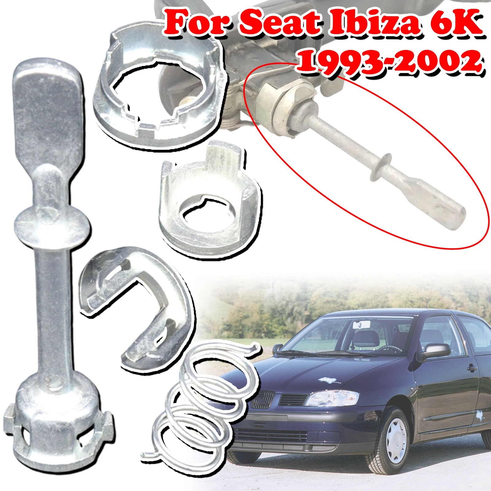 

5pcs/set For Seat Ibiza 6K 1993 - 2002 Car Front Door Handle Lock Cylinder Barrel Paddle Repair Kit Tool 67MM Set Replacement