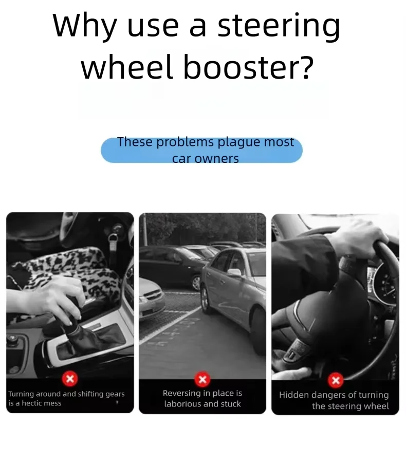 Volante de cristal con bola de control, negro/dorado/plateado, herramienta de control sin esfuerzo para volante de coche