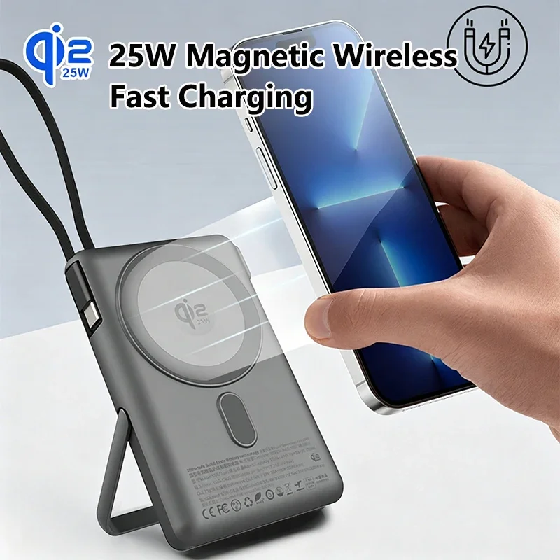 Qi2.2 25W Magnetic Power Bank Wireless Fast Charger External Battery For Magsafe PD 30W for iPhone 17 Airpods Macbook Pro Laptop