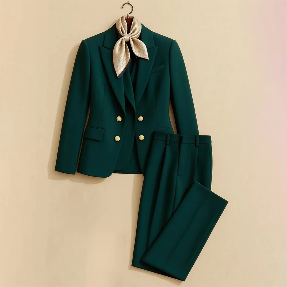 

Luxury Women's 3 Piece Suits Elegant Double Breasted Tailor-Made Blazer High Quality Jacket Pants Vest Full Sets Terno