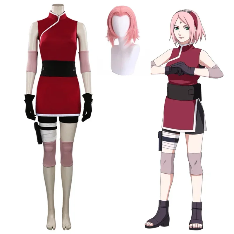 Anime Haruno Sakura Cosplay Costume Women Outfit Halloween Carnival Costumes