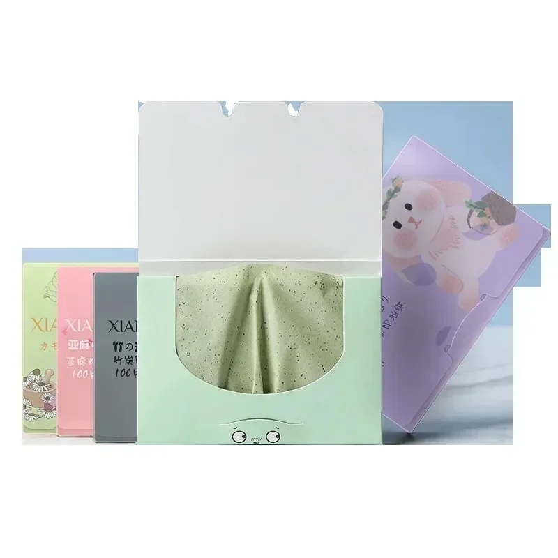 100/300pcs Face Absorbent Oil Control Paper Green Tea Wipe Oil Removal Absorbing Sheet Matcha Oily Face Blotting Paper