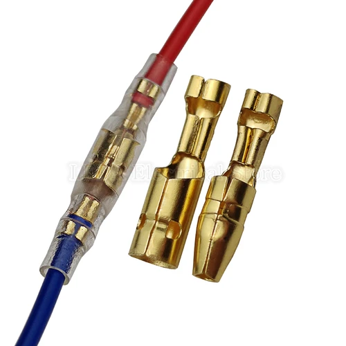 Imagen 2 del producto Terminales tipo bala, conector hembra y macho de 4,0mm, conector de cable dorado/plateado con manguitos aislantes para coche