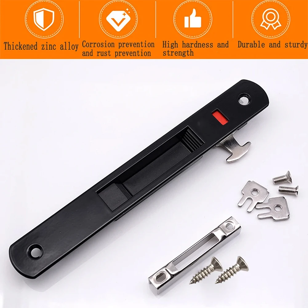 

Single Side Hook Lock Bolt for Sliding Glass Patio Doors Made from Zinc Alloy with Screw Hole for Secure and Easy Installation