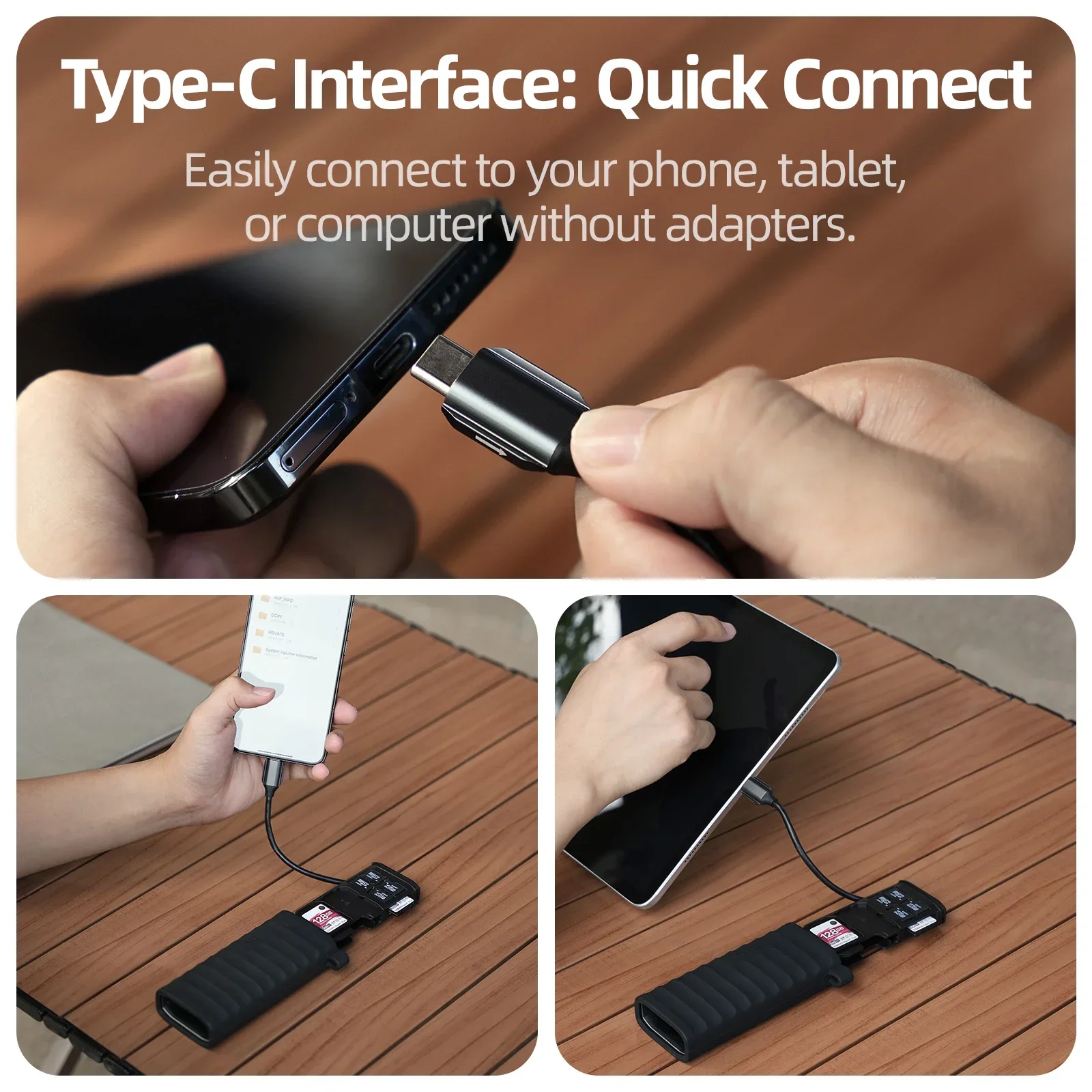 Устройство чтения карт TELESIN 12 в 1 Type-C с хранилищем для телефонов, аксессуаров для ноутбуков, универсальные многофункциональные устройства чтения карт TF/Micro SD