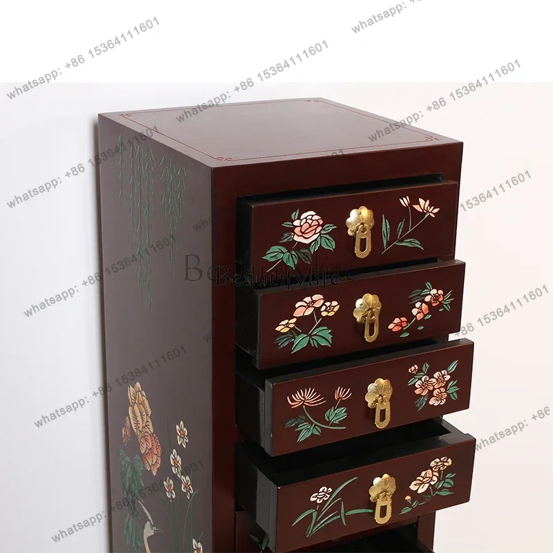 LSNew Chinese Style Six Drawers One Cabinet Simple Home Hallway Storage Light Luxury Modern Antique