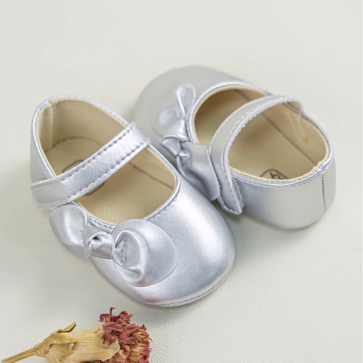 KIDSUN Baby Girl Shoes Bowknot Flats PU Leather Wedding Party Princess Shoes Soft Soles Non-Slip Toddler Crib Shoes