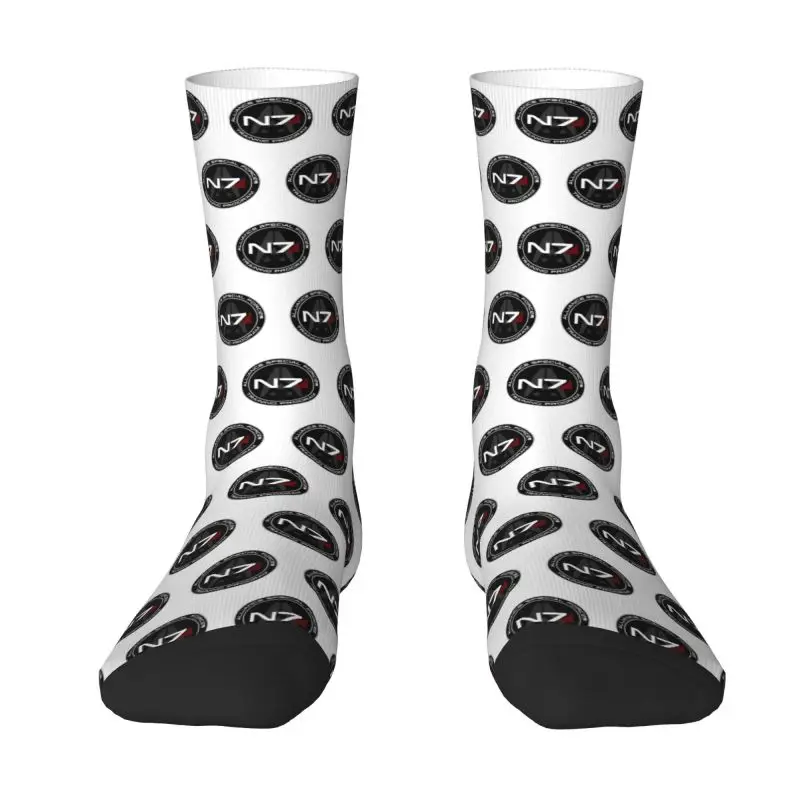 Fashion Men's Alliance Mass Effect N7 Dress Socks Unisex Warm Breathbale 3D Printed Video Game Crew Socks