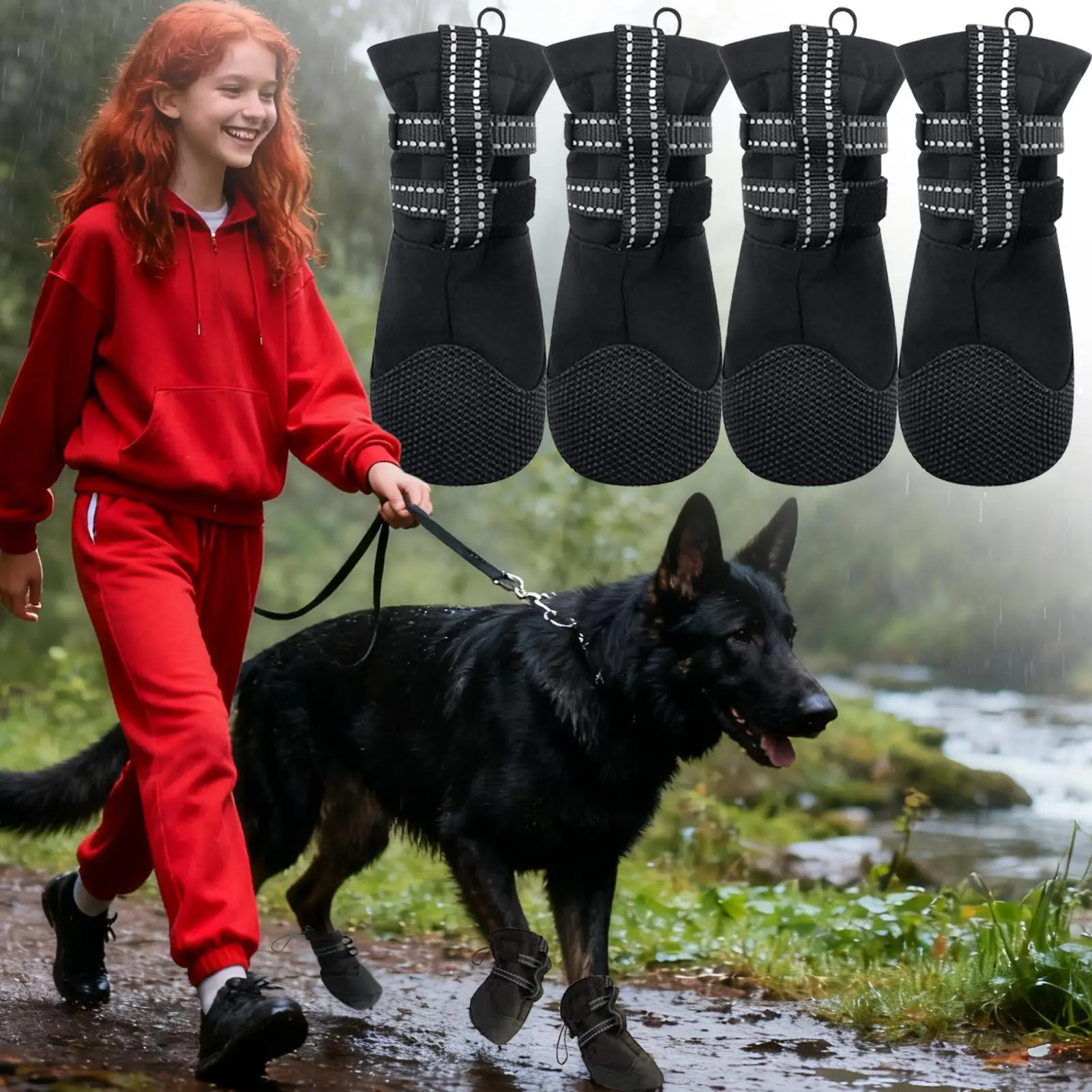 أحذية الكلب للرصيف الساخن 4 قطع المضادة للانزلاق مستلزمات الحيوانات الأليفة لعق واقية حماية عدم الانزلاق حذاء الحيوانات الأليفة للمشي في الهواء الطلق