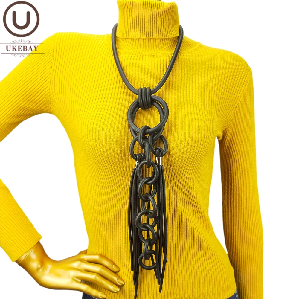 

UKEBAY New Designer Necklace Women Rubber Jewelry Gothic Statement Necklace Handmade Silicone Necklaces Goth Accessories Chains