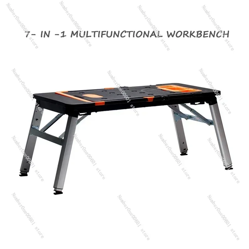 7 In 1 Portable Workbench ,Multifunctional Folding Work Table,Sawhorse, Scaffold, Hand Truck, Car Creepe