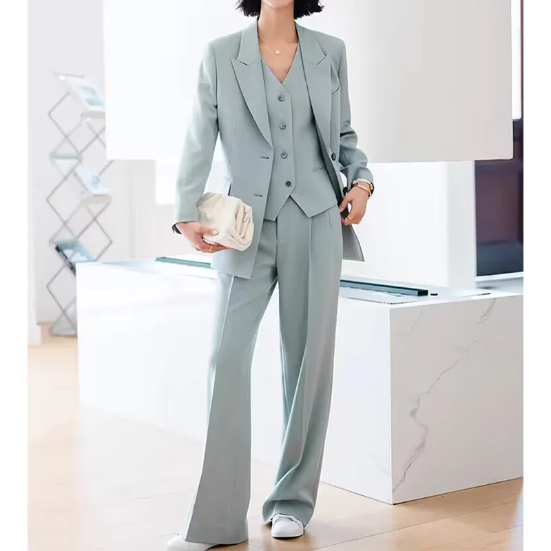 Allingentle Women's Suit Pantsuit 3 Piece Set 2-Button Blazer & Pants Fashion Regular Fit Suit for Casual Office Customize