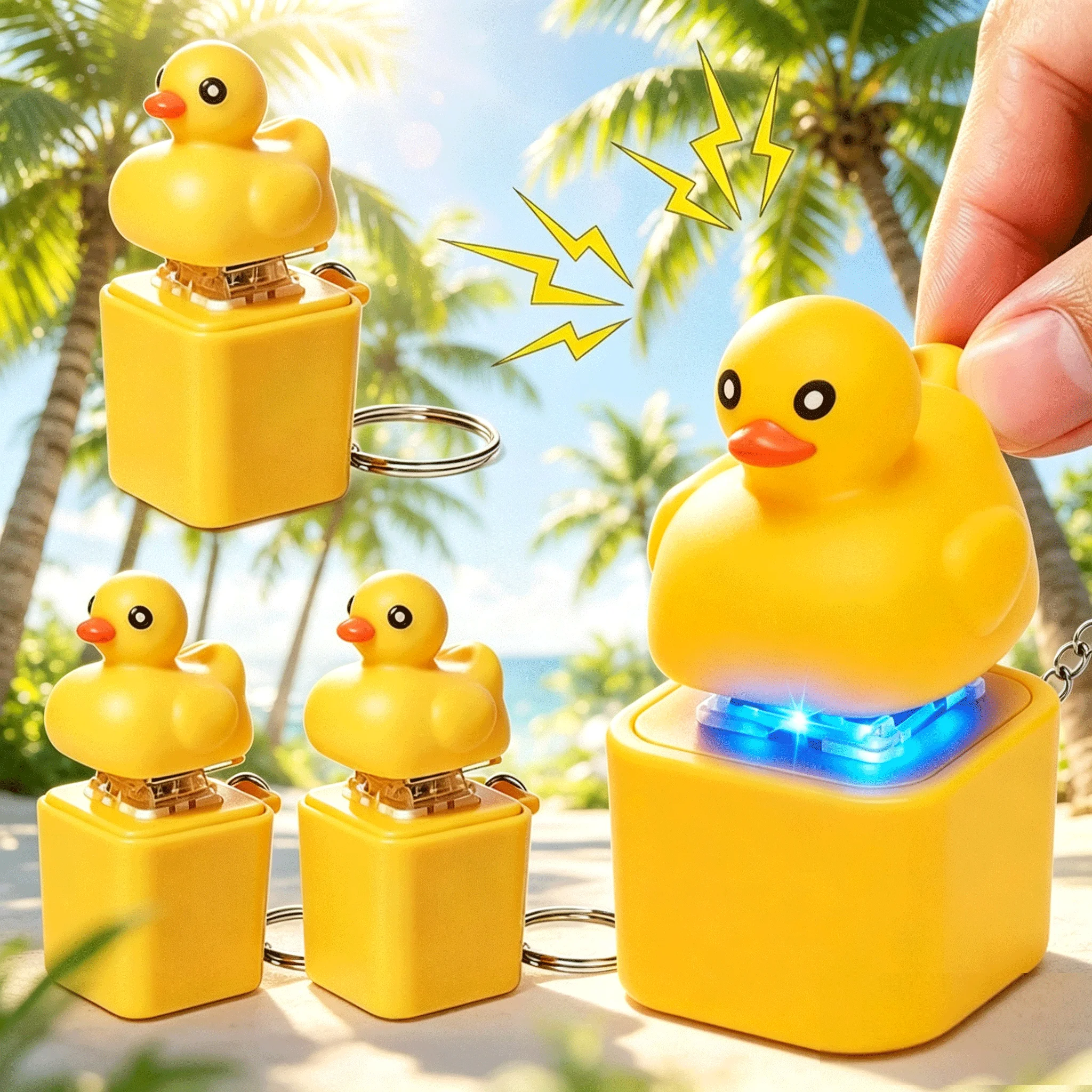 Quacky Duck Keychain Click Luminous Sounding Keyboard Stress Relief Fidget Button Keycap Yellow Duck Pendant Finger Toys