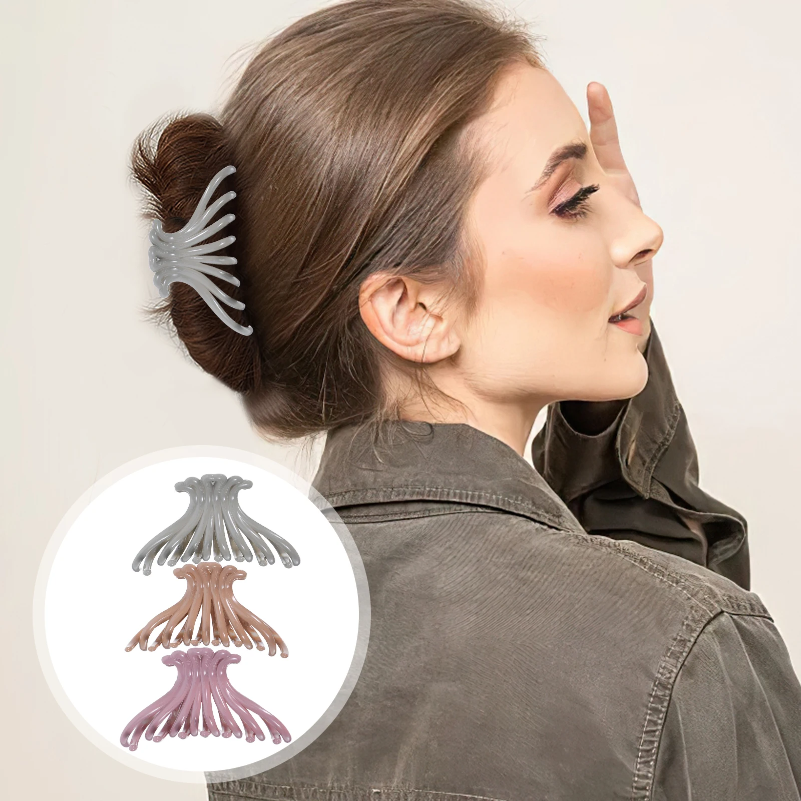 

3pcs Plastic Abs Hair Claw Clips Non-Slip Jaw Clip For Women Girls Durable Lightweight Elegant Hair Accessories Creative