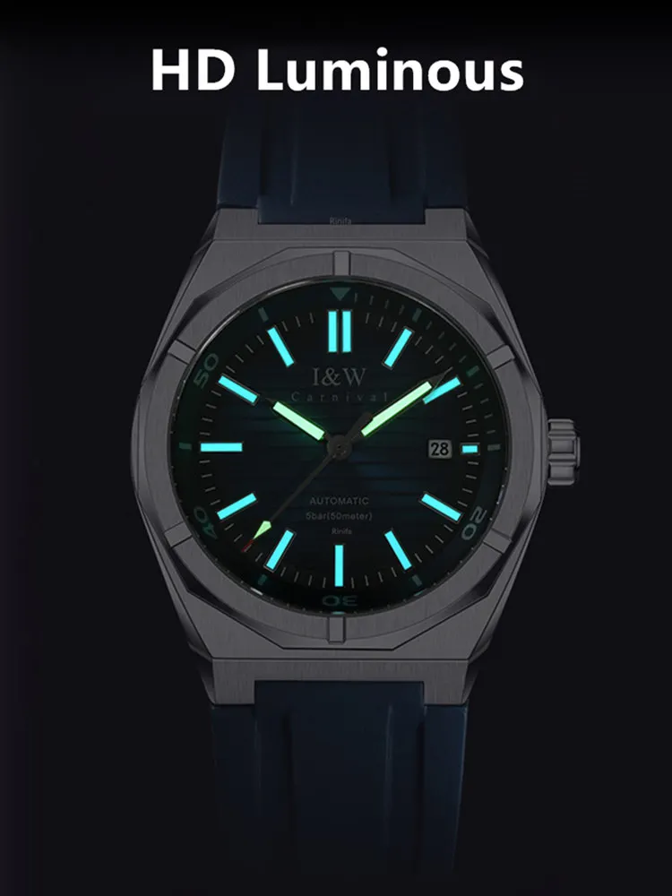 Svizzera Top Brand Luxury I & W orologio da polso meccanico per uomo automatico luminoso impermeabile Reloj Hombre Sapphire Montre Homme