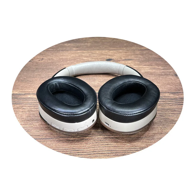 Sheepskin แผ่นรองเปลี่ยนสำหรับ Sony MDR-1000X WH-1000XM2หูฟังการแยกเสียงรบกวน Memory Foam สีดำ