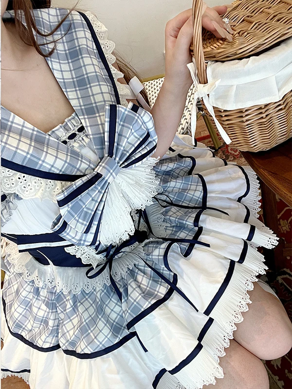 ชุดเดรสชายหาดสําหรับผู้หญิงฤดูร้อนใหม่สาวหวานน่ารัก Kawaii วันหยุดชุด Navy COLLAR Lolita สั้นชุด Vestidos Mujer