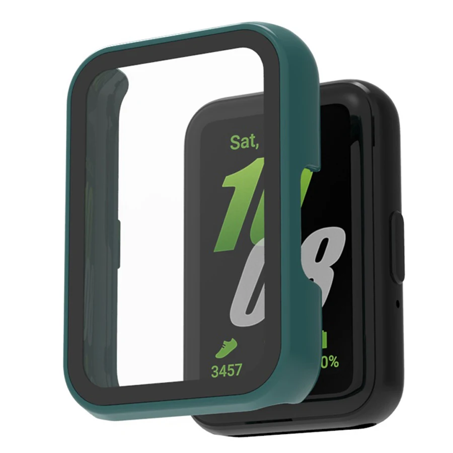 Geïntegreerde PC-horlogekast + gehard glazen schermbeschermer voor Samsung Galaxy Fit 3 SM-R390 Volledige cover Schokbestendig Anti-kras