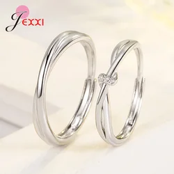 925 Sterling Silver 2023 New Arrival Opening Adjustable Band Promise Wedding Engagement Rings Jewelry for Women Men White