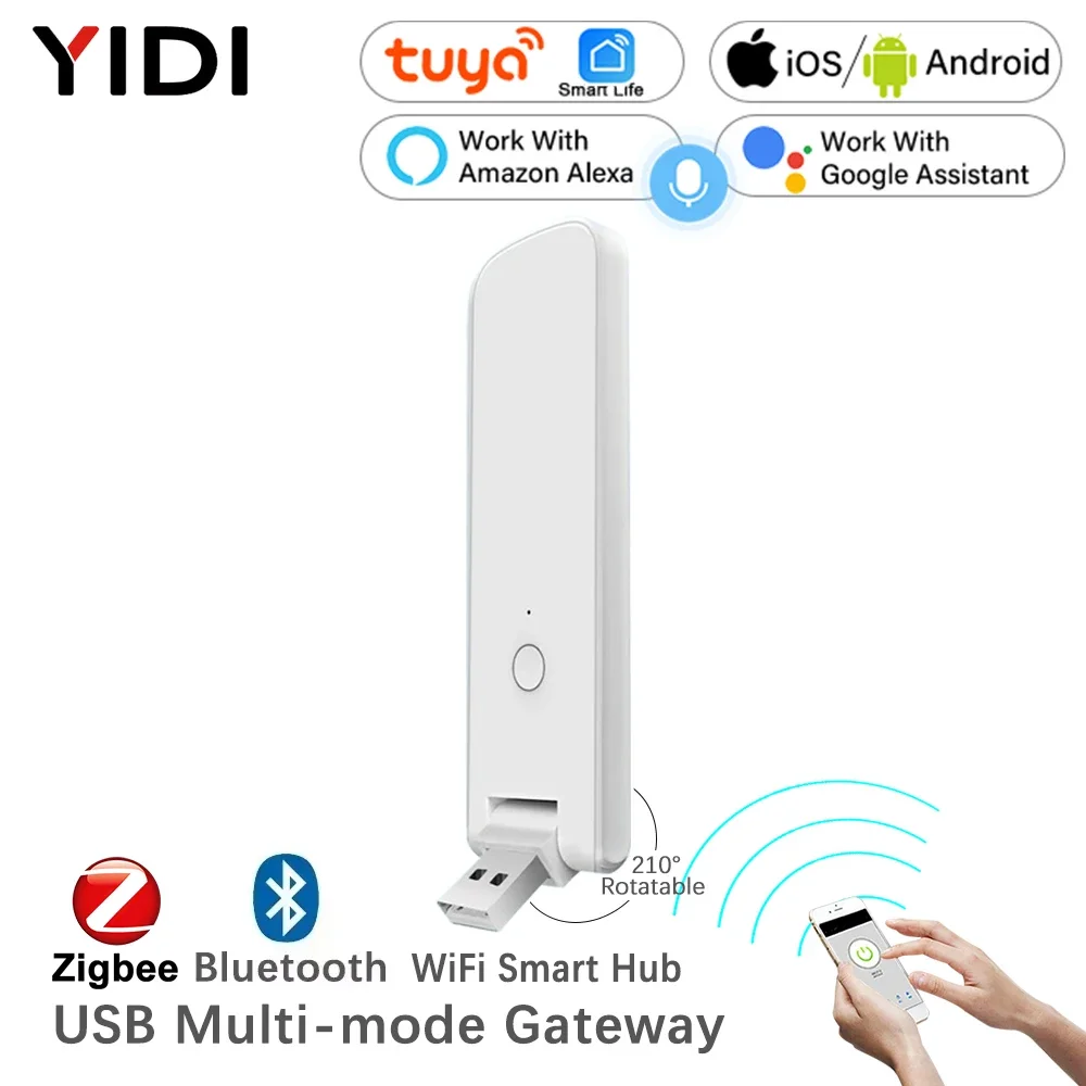 Bluetooth Mesh + ZigBee 3.0 Multi-mode USB Wireless Gateway Hub Tuya Smart Home Life App Voice Control with Alexa Google Home