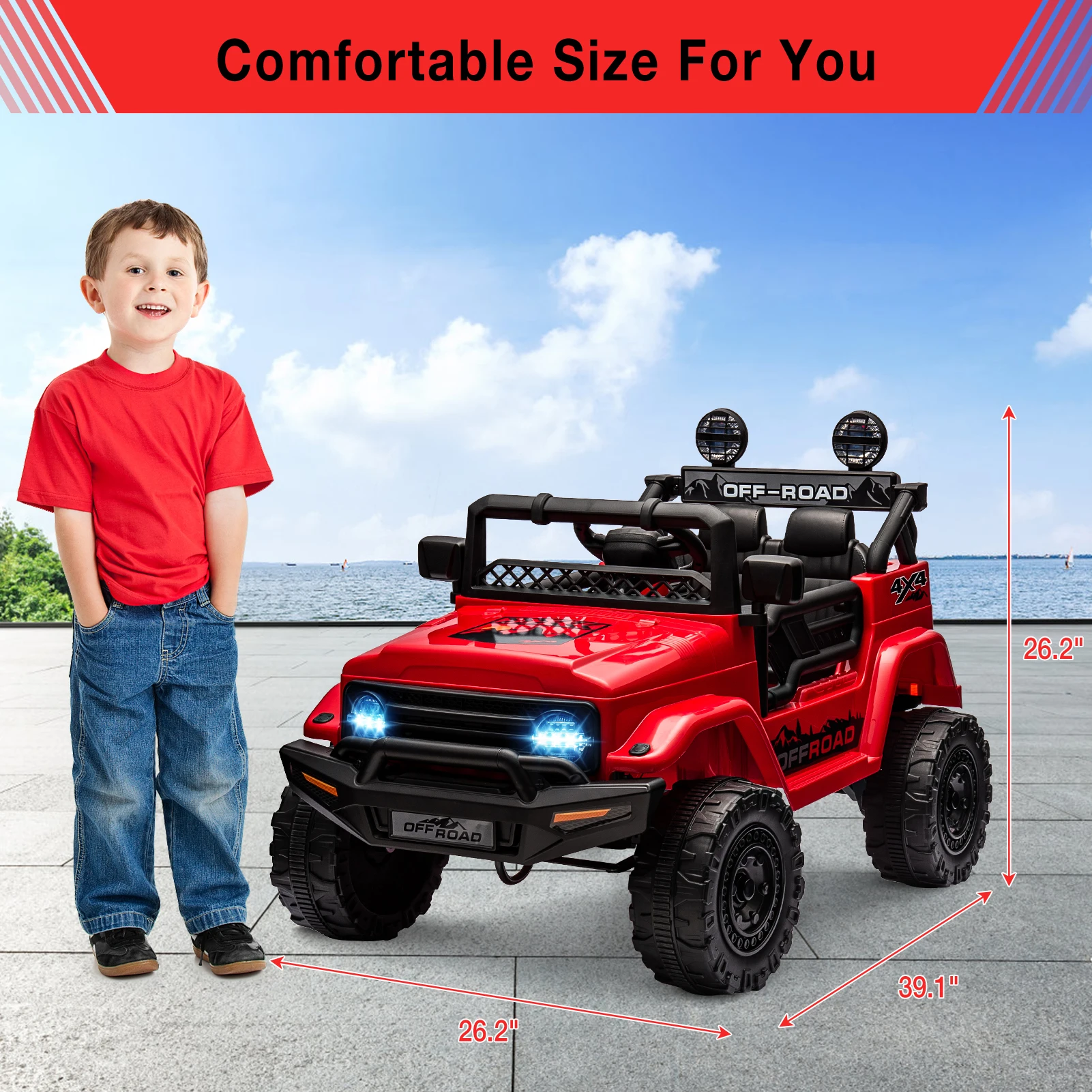12V Kids Ride On Toy Mini Truck Elektrische speelauto met ouder-afstandsbediening 4-wielophanging Bluetooth-luidspreker Verjaardagscadeaus