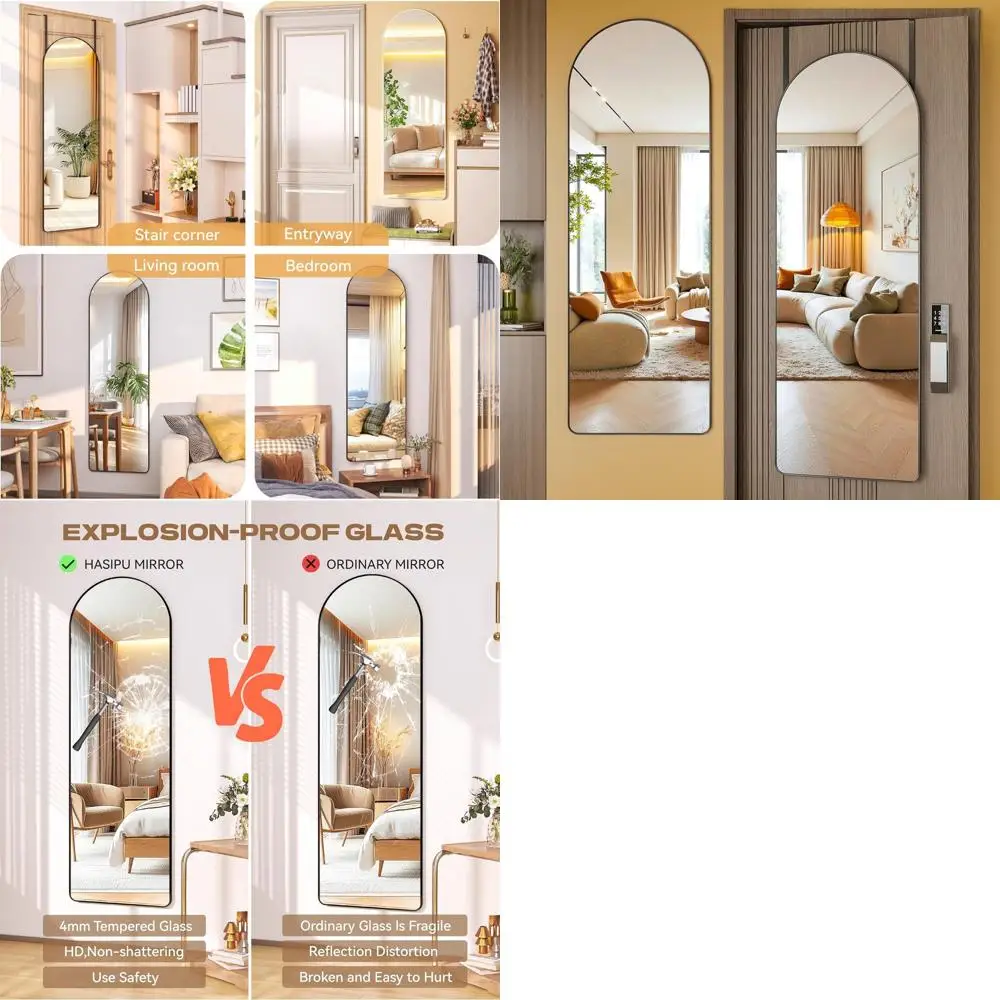 

Over-the-Door Wall Mirror, 47.2 x 15.7, Black - Perfect for Bedrooms, Living Rooms, and Cloakrooms