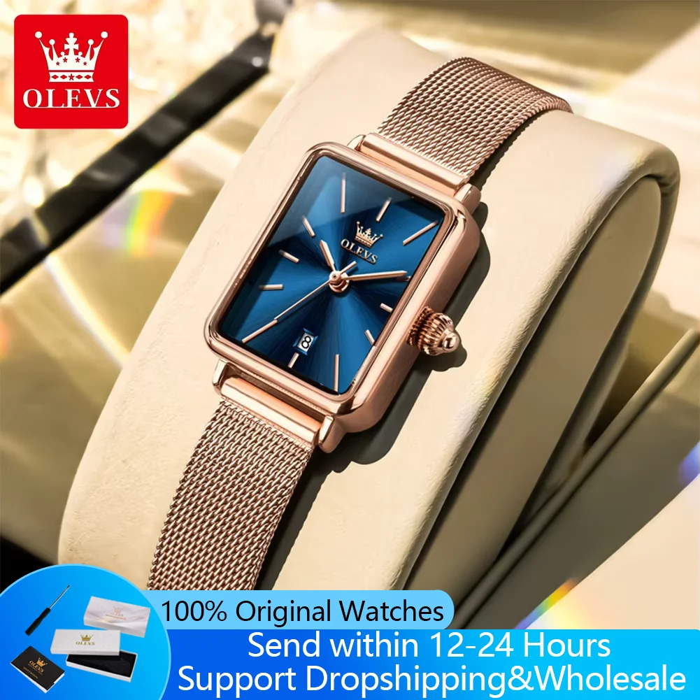 OLEVS 3692 Women's Watch Original Simple Quartz Watch For Women Waterproof Thin Case Calendar Wristwatch High Hardness Mirror