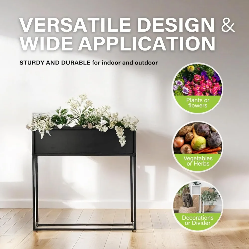 Прочная высокая прямоугольная приподнятая садовая кровать для уличных трав и цветов - приподнятый ящик для цветов для прочного садоводства